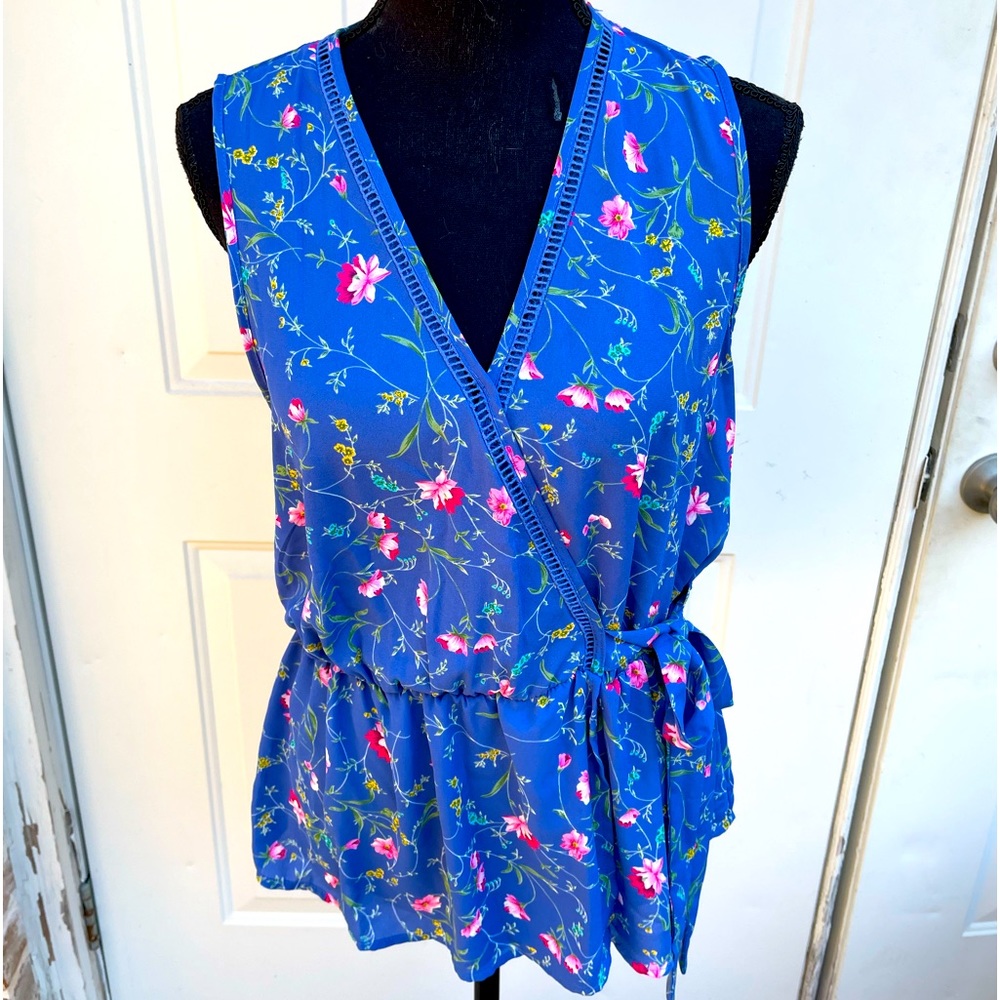 Sienna Sky, Sleeveless, Blue & Pink, Blouse, Size M